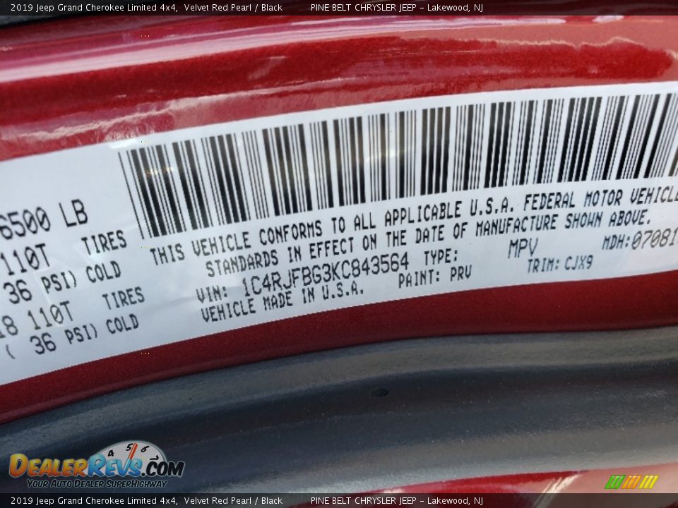 2019 Jeep Grand Cherokee Limited 4x4 Velvet Red Pearl / Black Photo #9