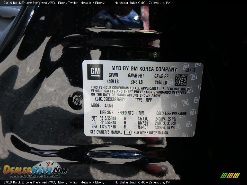 2019 Buick Encore Preferred AWD Ebony Twilight Metallic / Ebony Photo #11
