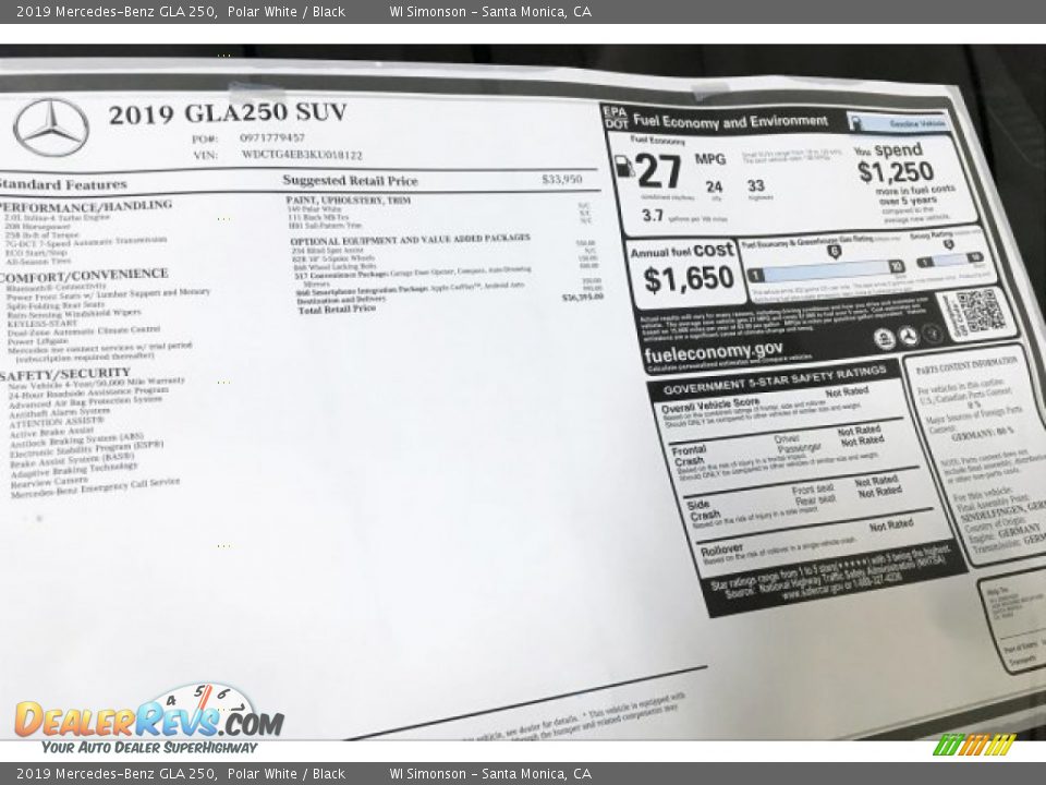 2019 Mercedes-Benz GLA 250 Polar White / Black Photo #10