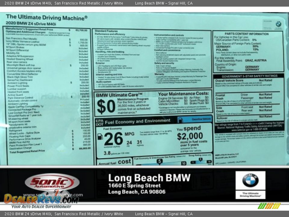 2020 BMW Z4 sDrive M40i San Francisco Red Metallic / Ivory White Photo #10