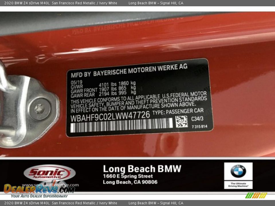 2020 BMW Z4 sDrive M40i San Francisco Red Metallic / Ivory White Photo #11