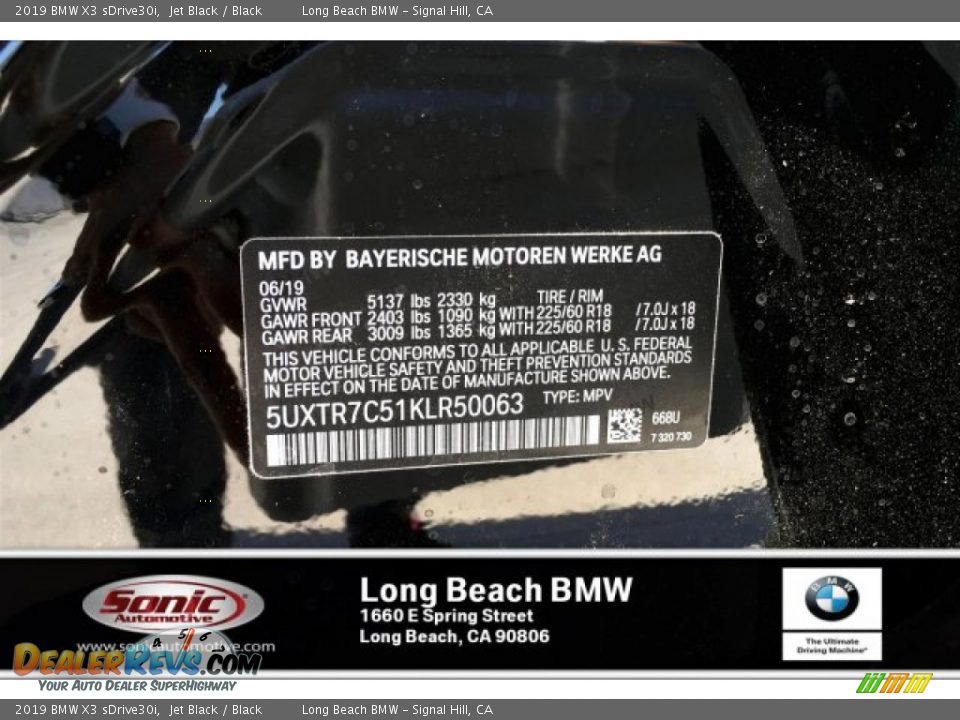 2019 BMW X3 sDrive30i Jet Black / Black Photo #12