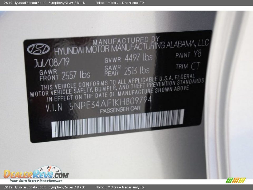 2019 Hyundai Sonata Sport Symphony Silver / Black Photo #25