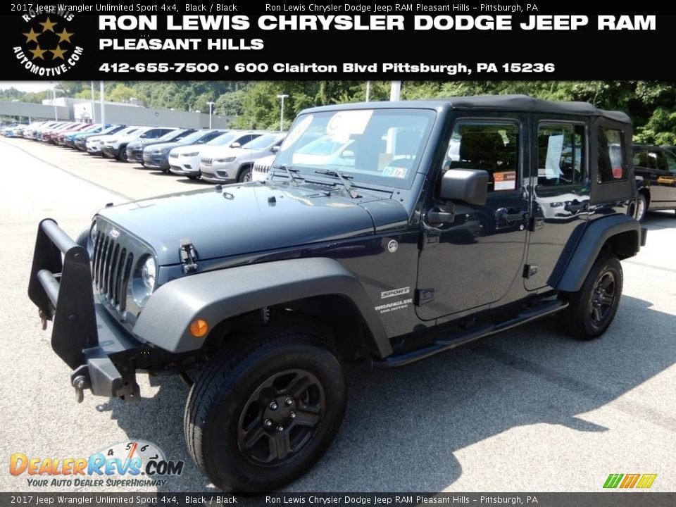 2017 Jeep Wrangler Unlimited Sport 4x4 Black / Black Photo #1