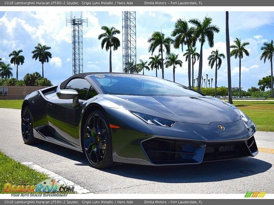 Grigio Lynx Metallic 2018 Lamborghini Huracan LP580-2 Spyder Photo #1