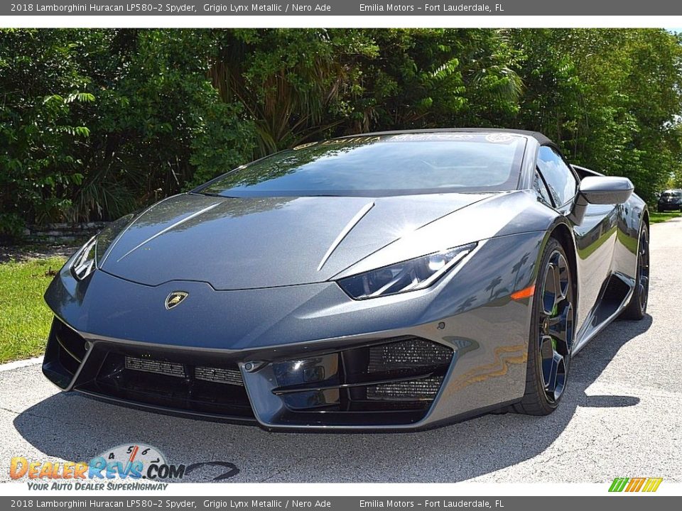 2018 Lamborghini Huracan LP580-2 Spyder Grigio Lynx Metallic / Nero Ade Photo #15