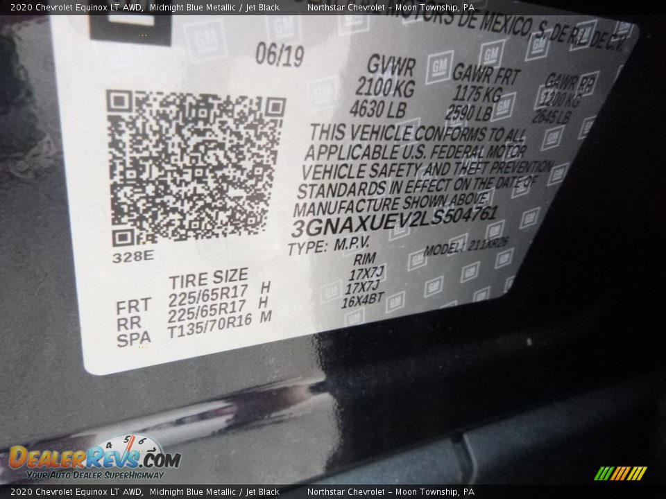 2020 Chevrolet Equinox LT AWD Midnight Blue Metallic / Jet Black Photo #16