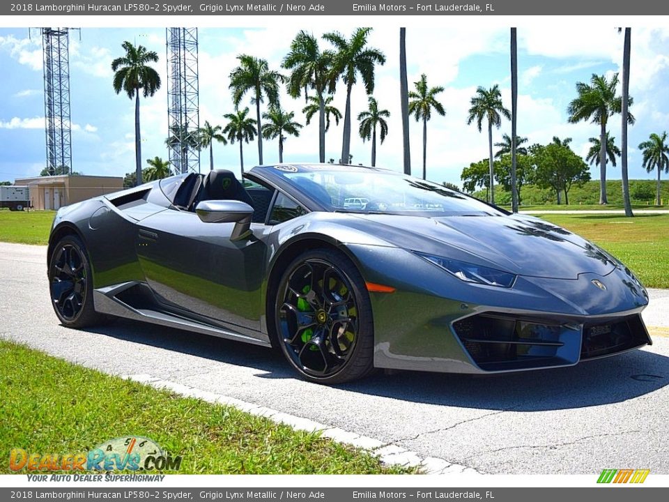 Grigio Lynx Metallic 2018 Lamborghini Huracan LP580-2 Spyder Photo #24