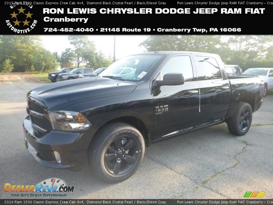 2019 Ram 1500 Classic Express Crew Cab 4x4 Diamond Black Crystal Pearl / Black/Diesel Gray Photo #1