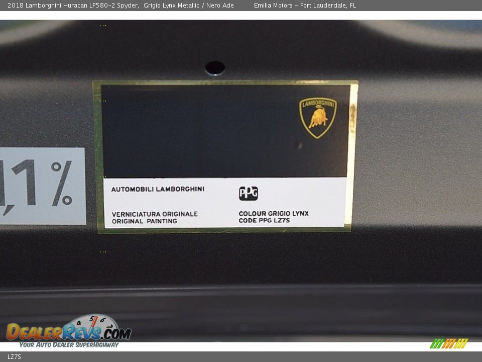 Lamborghini Color Code LZ7S Grigio Lynx Metallic
