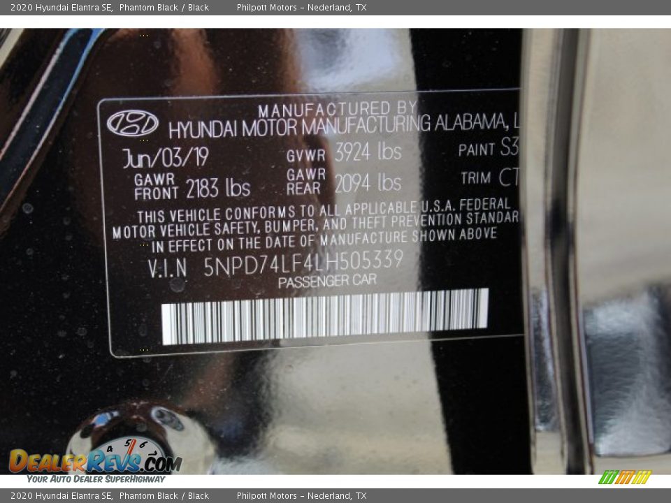 2020 Hyundai Elantra SE Phantom Black / Black Photo #23