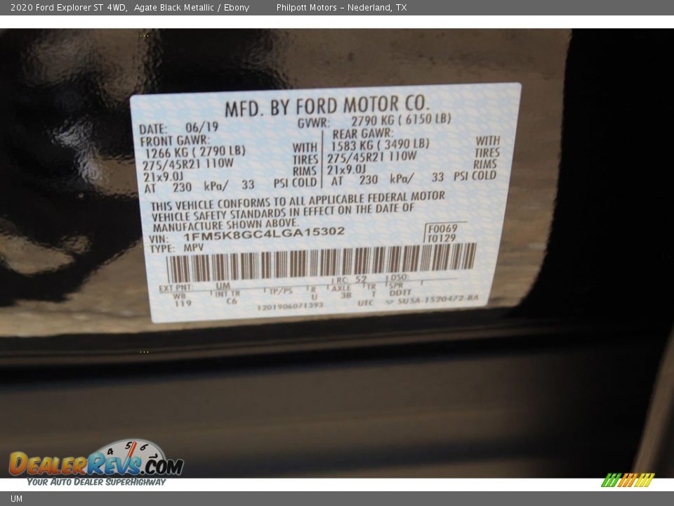 Ford Color Code UM Agate Black Metallic