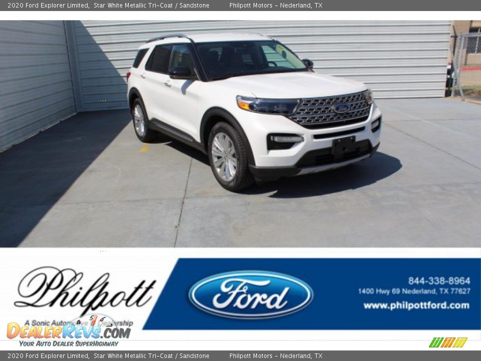 2020 Ford Explorer Limited Star White Metallic Tri-Coat / Sandstone Photo #1
