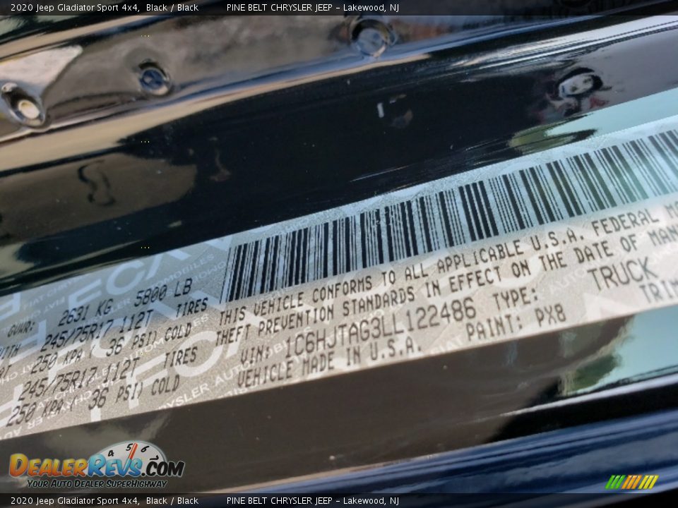 2020 Jeep Gladiator Sport 4x4 Black / Black Photo #9