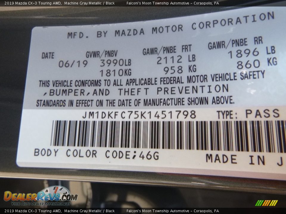 2019 Mazda CX-3 Touring AWD Machine Gray Metallic / Black Photo #12