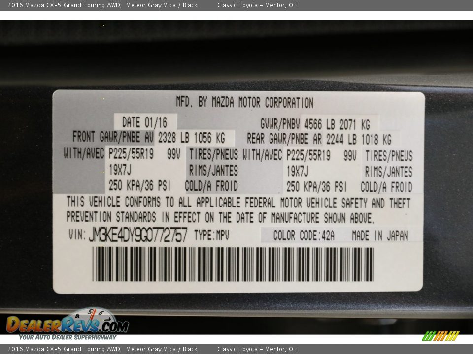 2016 Mazda CX-5 Grand Touring AWD Meteor Gray Mica / Black Photo #19