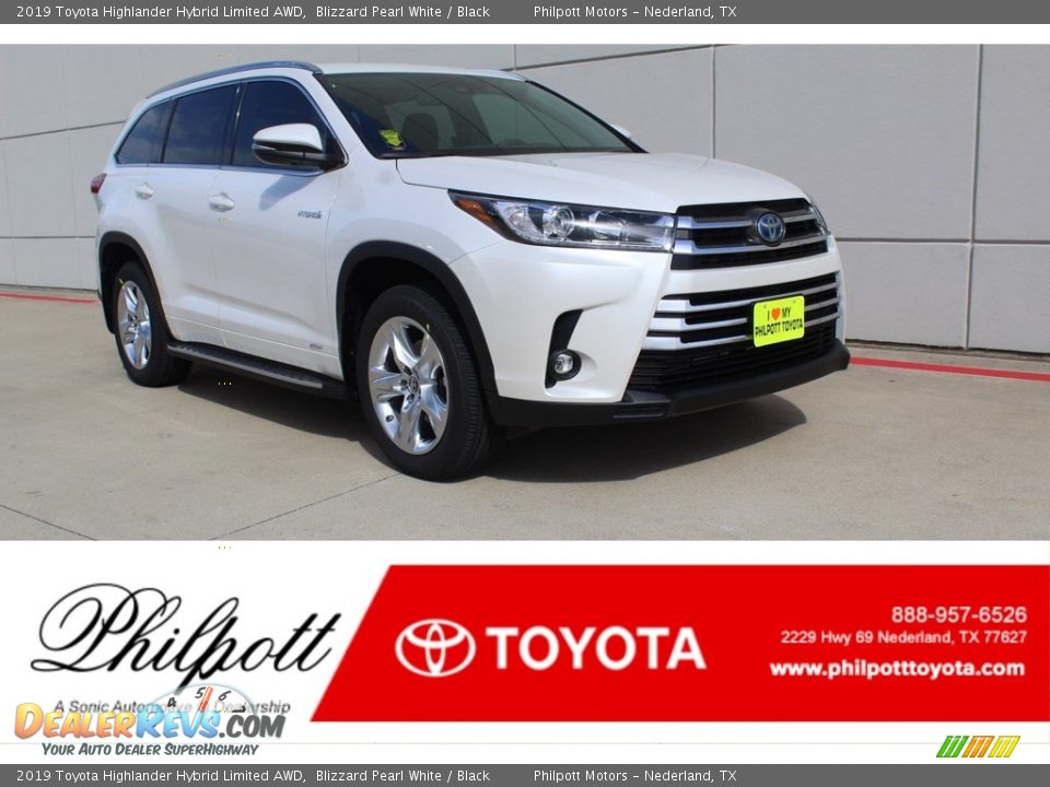 2019 Toyota Highlander Hybrid Limited AWD Blizzard Pearl White / Black Photo #1