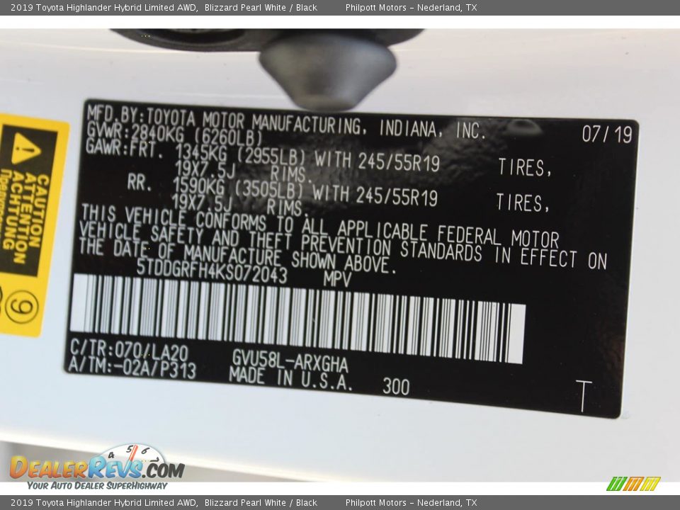2019 Toyota Highlander Hybrid Limited AWD Blizzard Pearl White / Black Photo #28
