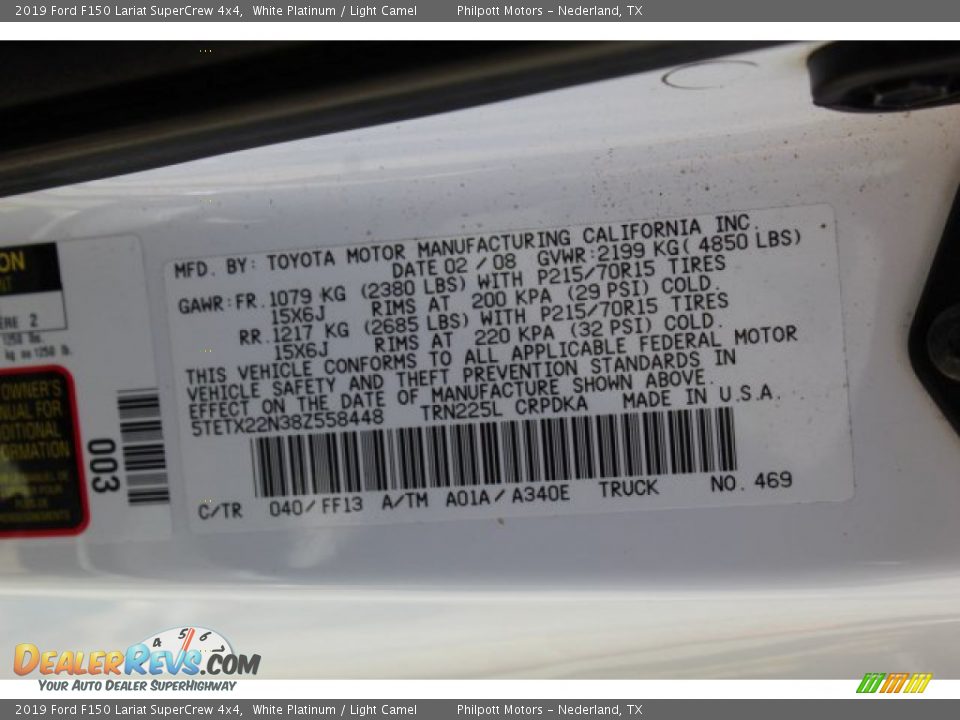 2019 Ford F150 Lariat SuperCrew 4x4 White Platinum / Light Camel Photo #23