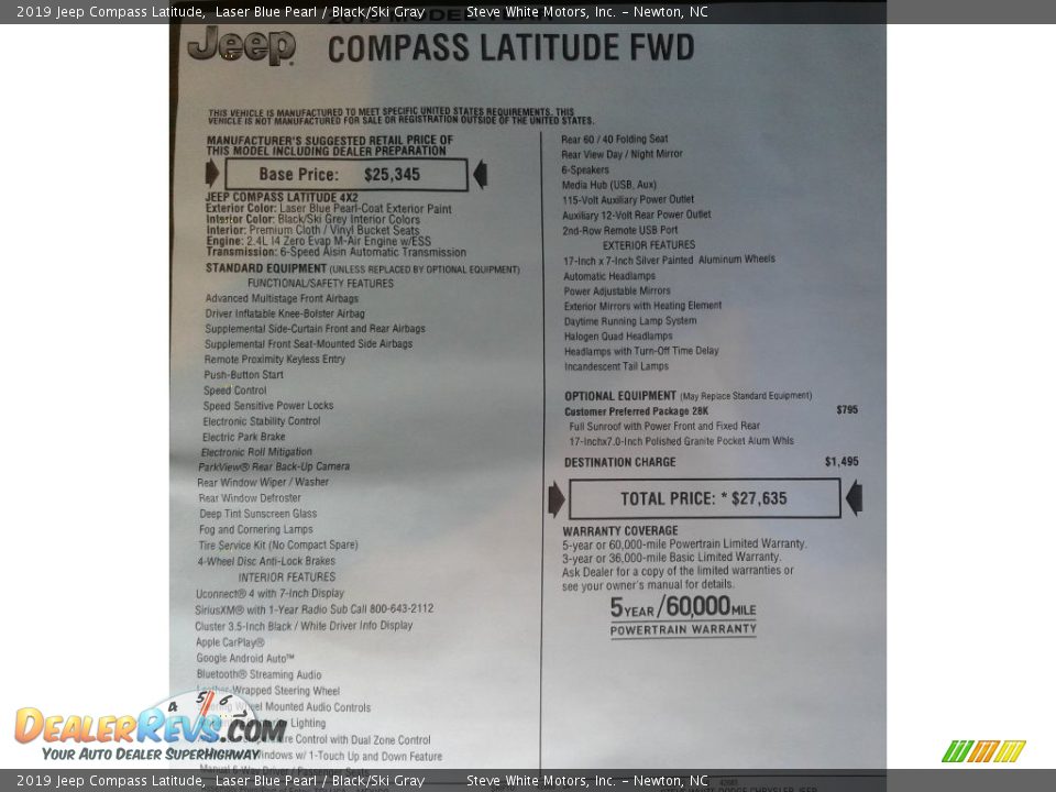 2019 Jeep Compass Latitude Laser Blue Pearl / Black/Ski Gray Photo #34