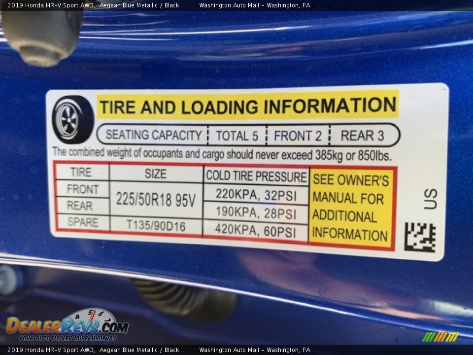 2019 Honda HR-V Sport AWD Aegean Blue Metallic / Black Photo #8