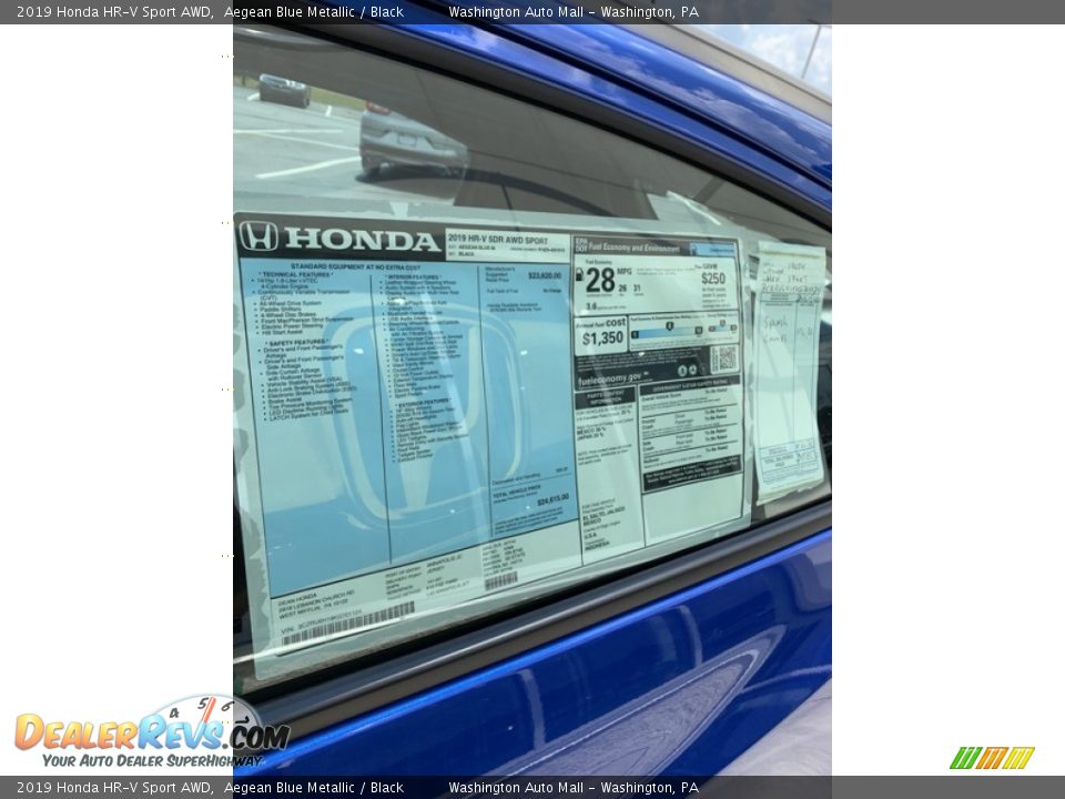 2019 Honda HR-V Sport AWD Aegean Blue Metallic / Black Photo #15