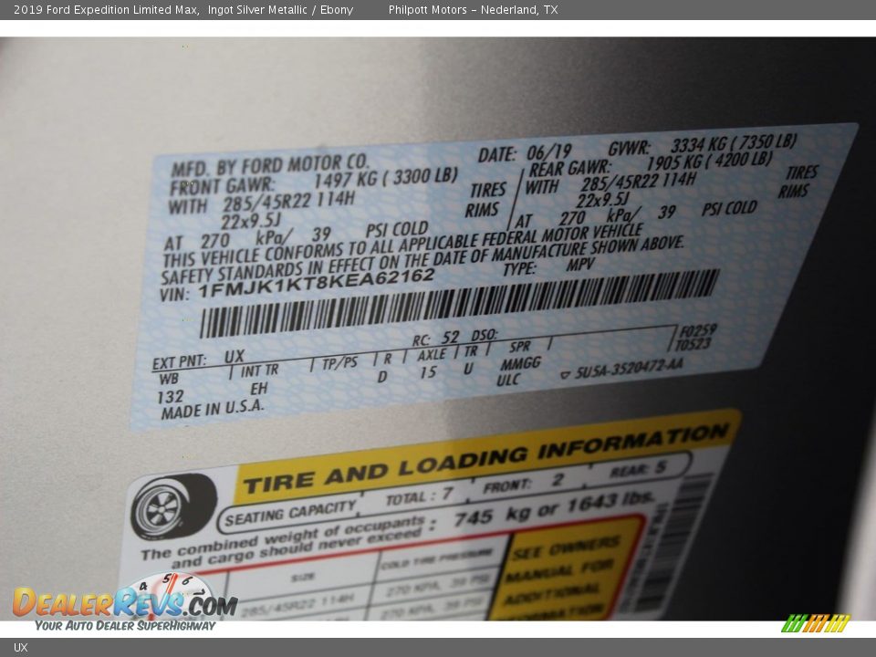 Ford Color Code UX Ingot Silver Metallic