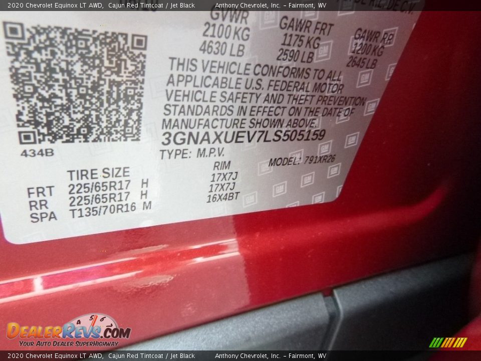 2020 Chevrolet Equinox LT AWD Cajun Red Tintcoat / Jet Black Photo #15