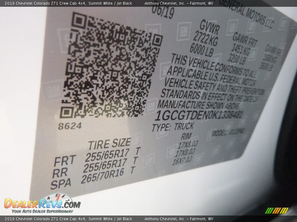 2019 Chevrolet Colorado Z71 Crew Cab 4x4 Summit White / Jet Black Photo #15