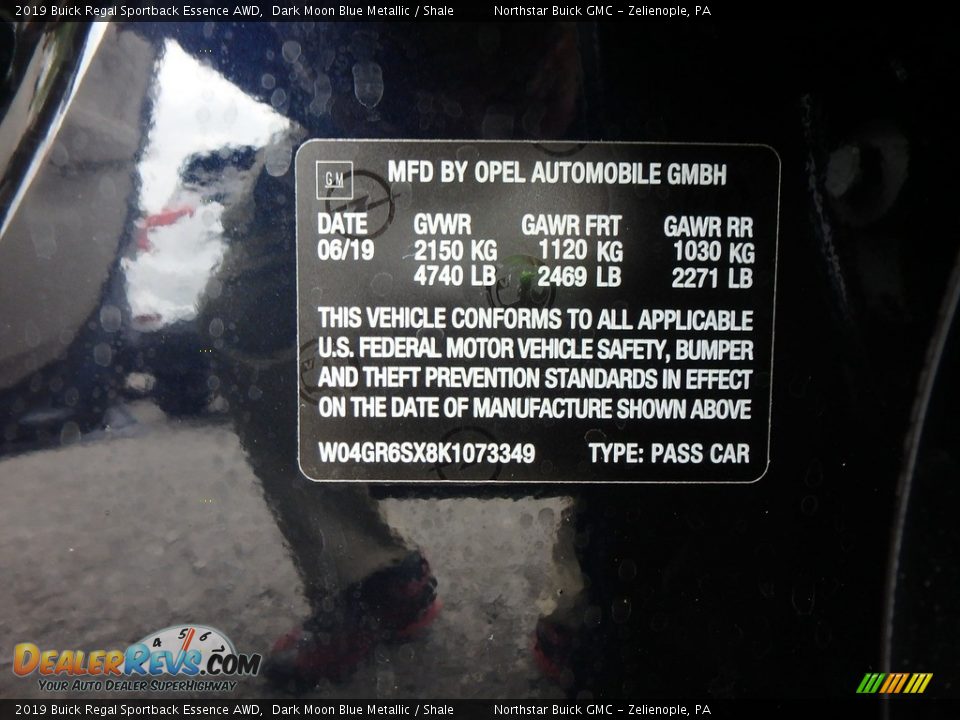 2019 Buick Regal Sportback Essence AWD Dark Moon Blue Metallic / Shale Photo #11