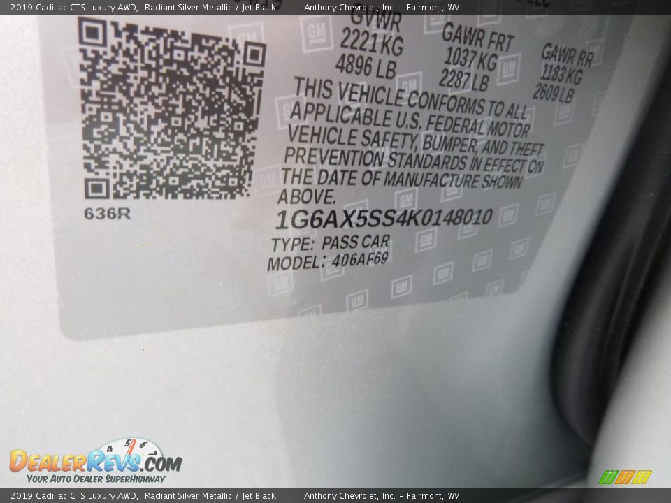 2019 Cadillac CTS Luxury AWD Radiant Silver Metallic / Jet Black Photo #15