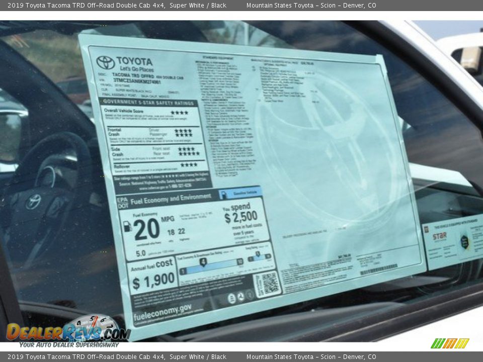 2019 Toyota Tacoma TRD Off-Road Double Cab 4x4 Super White / Black Photo #11