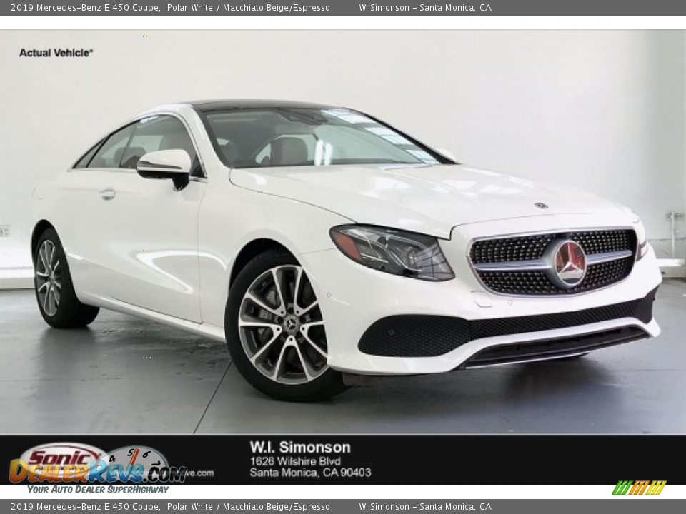 2019 Mercedes-Benz E 450 Coupe Polar White / Macchiato Beige/Espresso Photo #1