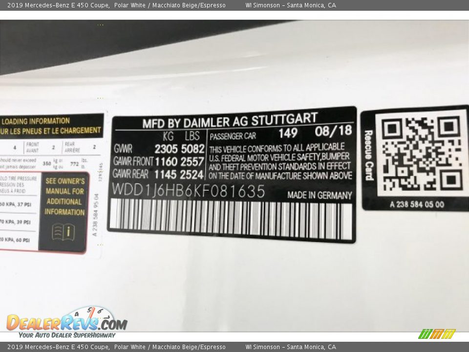 2019 Mercedes-Benz E 450 Coupe Polar White / Macchiato Beige/Espresso Photo #11