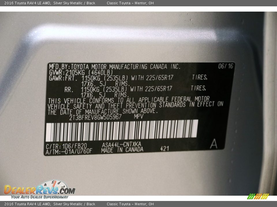 2016 Toyota RAV4 LE AWD Silver Sky Metallic / Black Photo #19