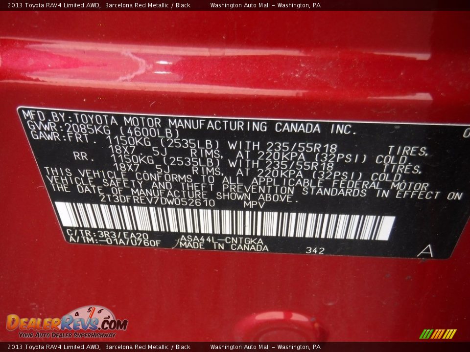 2013 Toyota RAV4 Limited AWD Barcelona Red Metallic / Black Photo #29