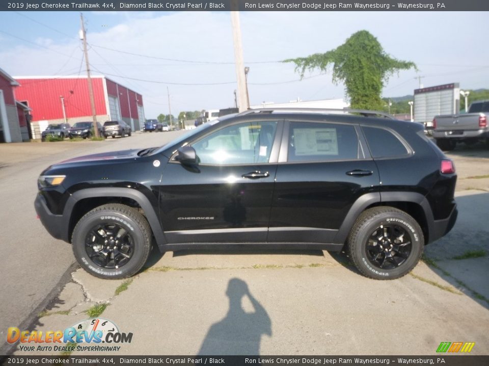 2019 Jeep Cherokee Trailhawk 4x4 Diamond Black Crystal Pearl / Black Photo #2