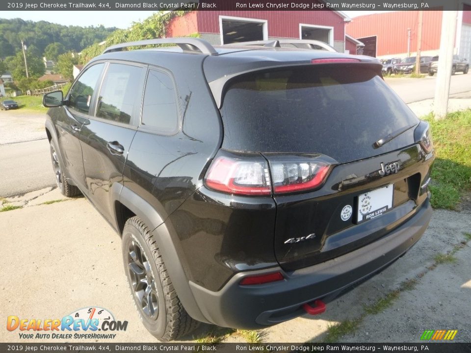 2019 Jeep Cherokee Trailhawk 4x4 Diamond Black Crystal Pearl / Black Photo #3