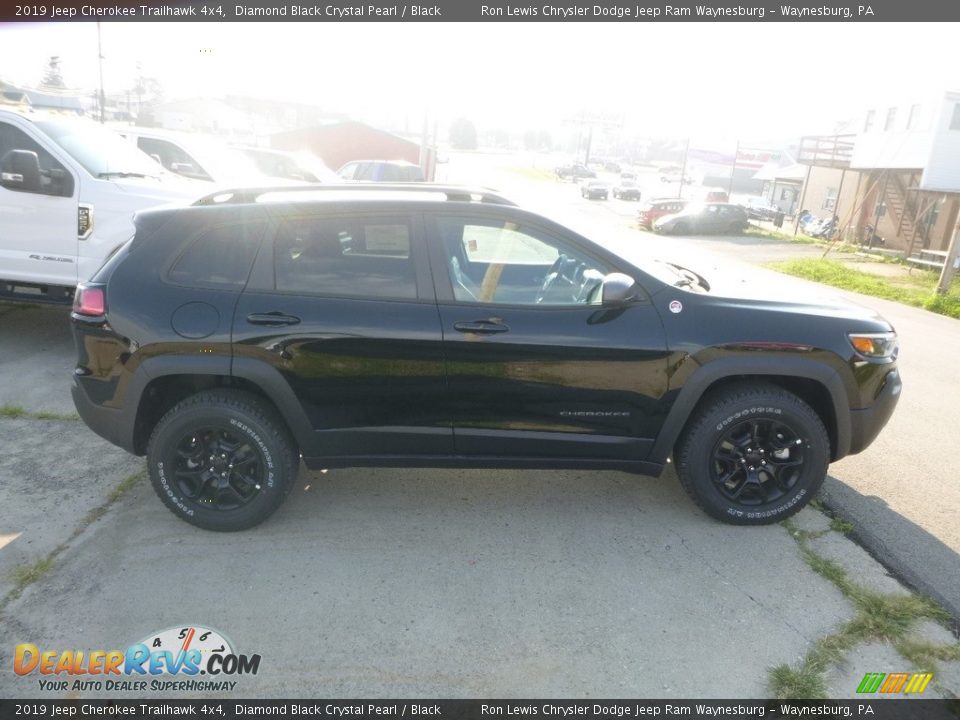 2019 Jeep Cherokee Trailhawk 4x4 Diamond Black Crystal Pearl / Black Photo #6