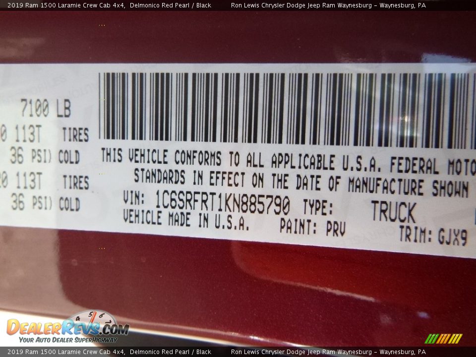 2019 Ram 1500 Laramie Crew Cab 4x4 Delmonico Red Pearl / Black Photo #14