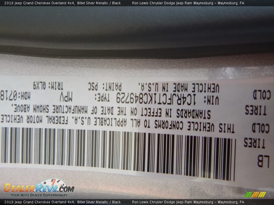 2019 Jeep Grand Cherokee Overland 4x4 Billet Silver Metallic / Black Photo #16