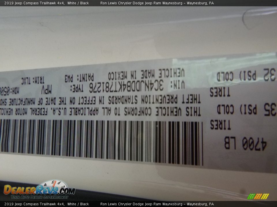 2019 Jeep Compass Trailhawk 4x4 White / Black Photo #15