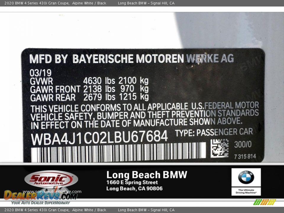 2020 BMW 4 Series 430i Gran Coupe Alpine White / Black Photo #11