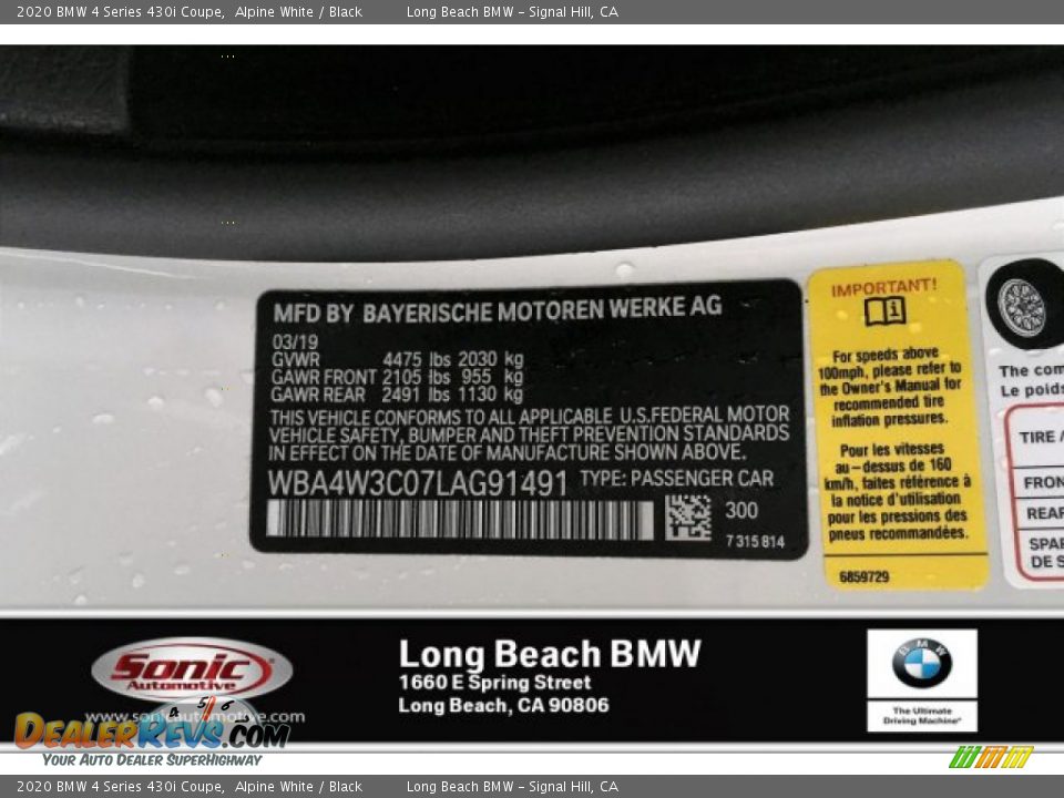 2020 BMW 4 Series 430i Coupe Alpine White / Black Photo #8