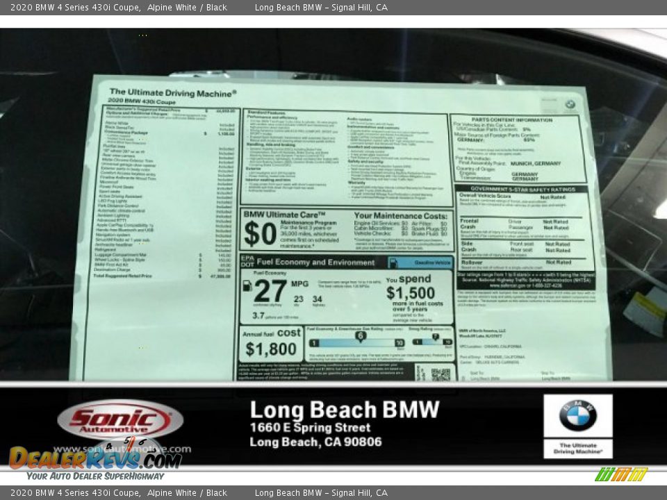 2020 BMW 4 Series 430i Coupe Alpine White / Black Photo #11