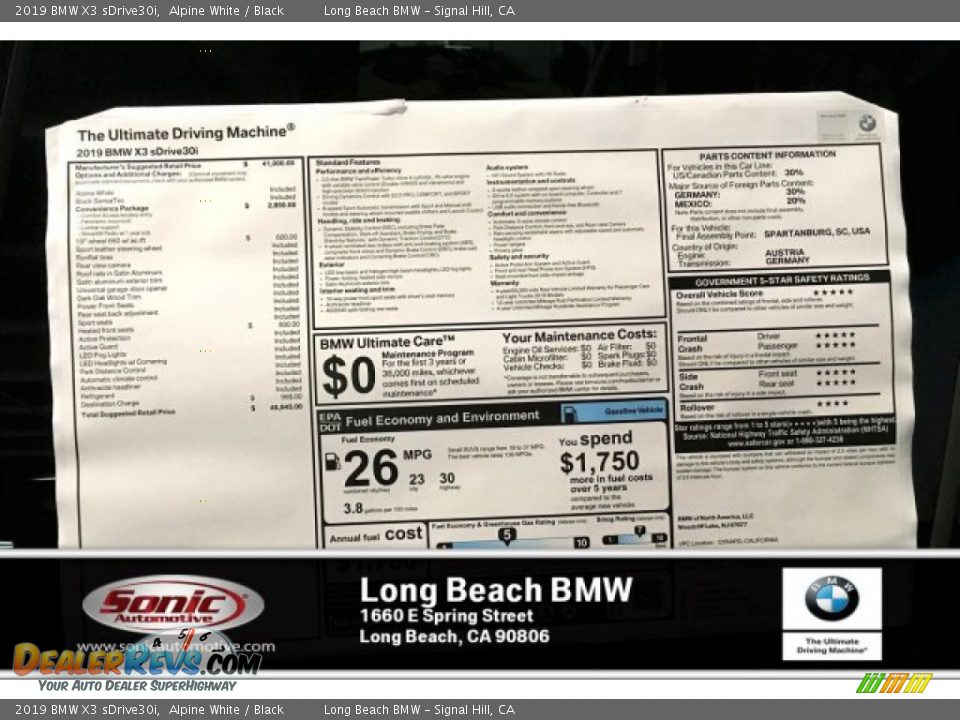 2019 BMW X3 sDrive30i Alpine White / Black Photo #11