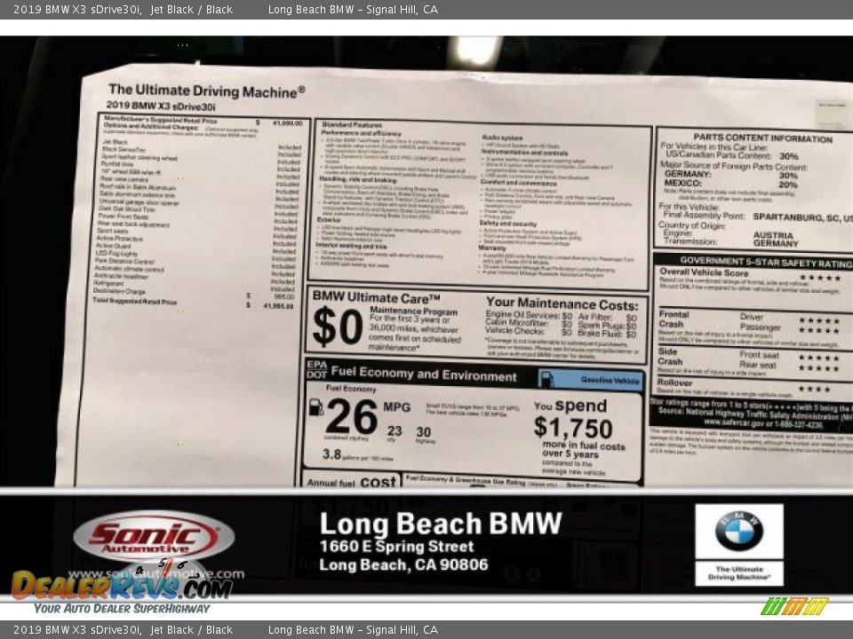 2019 BMW X3 sDrive30i Jet Black / Black Photo #10