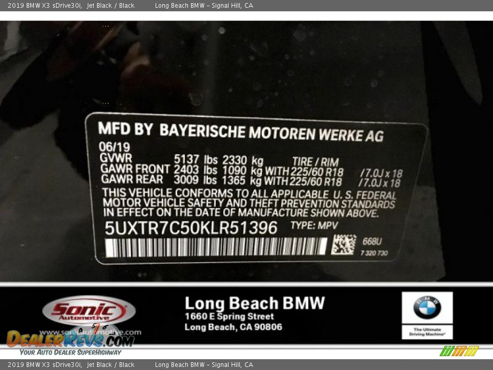 2019 BMW X3 sDrive30i Jet Black / Black Photo #11