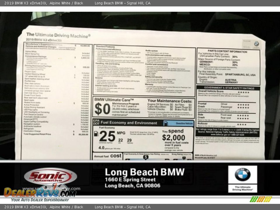 2019 BMW X3 xDrive30i Alpine White / Black Photo #10