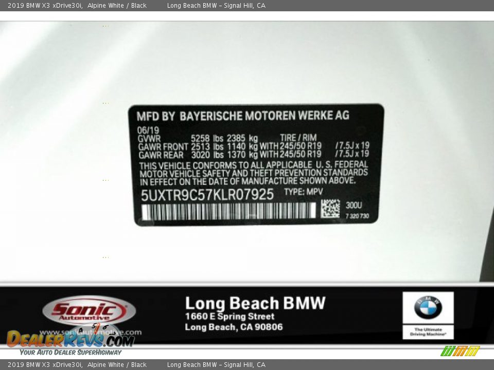 2019 BMW X3 xDrive30i Alpine White / Black Photo #11